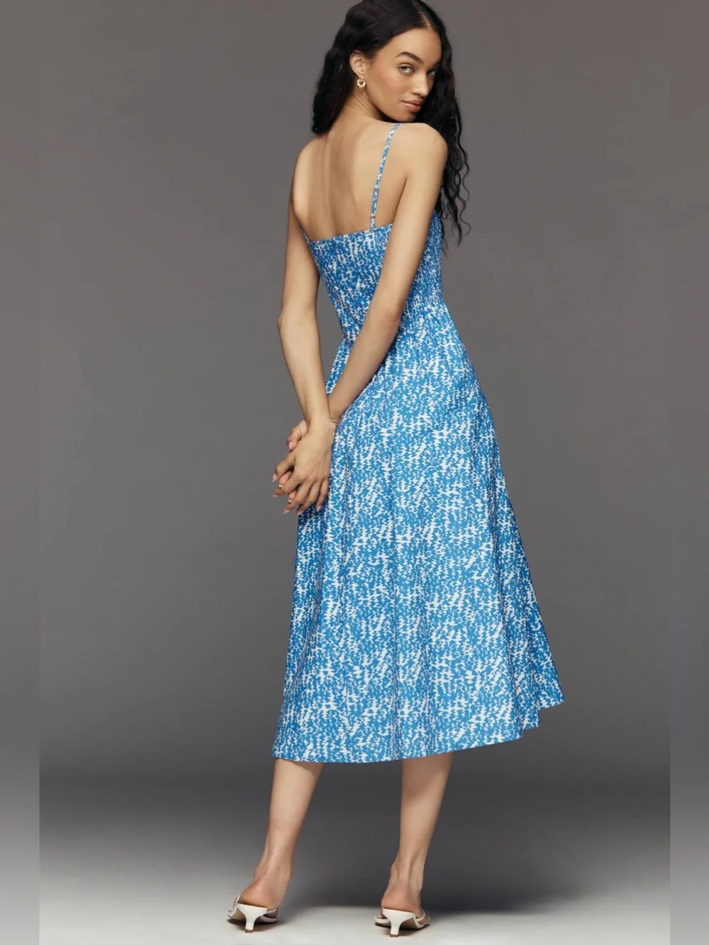 Maeve 100% Cotton Sleeveless Square Neck Midi Dress - Picture 3 of 12